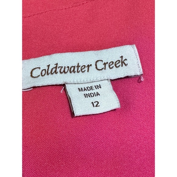 Coldwater Creek Dress Size 12 Pink Coral A Line Cap Sleeves Wide Neck Pleated - Picture 4 of 7